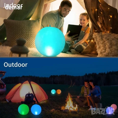 Hawofly 2 броя плаващи LED светлини за басейн, соларни надуваеми топки, 16 цвята, дистанционно, снимка 3 - Соларни лампи - 50925438