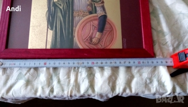 Икона на Свети вкм. Мина, репродукция с дървена рамка и стъкло, снимка 6 - Икони - 52777998