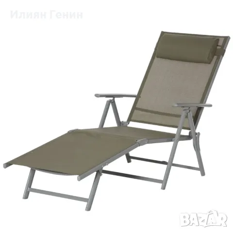 Шезлонг Outsunny, плажен шезлонг, градински шезлонг, сгъваем шезлонг с възглавница, снимка 14 - Градински мебели, декорация  - 50359314