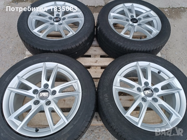 Лети джанти 16ки 5х112 Space Wheels + летни гуми 205/55/16, снимка 2 - Гуми и джанти - 52109734
