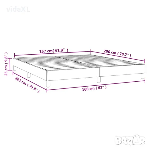 vidaXL Рамка за легло с пружини, светлосива, 160x200 см, кадифе, снимка 9 - Спални и легла - 56146581
