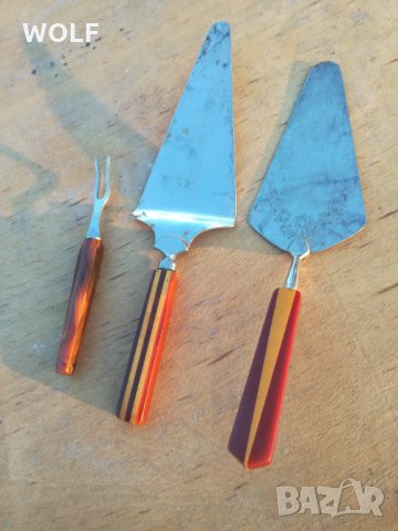 Кехлибар дръжки Немски шпатули и виличка за торти сладки