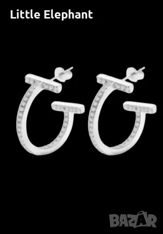 Обеци халки бранд с кристали,white/нови