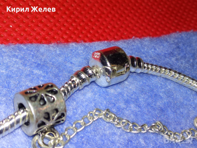 КРАСИВА ФЛОРАЛНА ПОСРЕБРЕНА МЕДНА АРТ ГРИВНА с ЦВЕТНО СТЪКЛО - РЕПЛИКА на ПАНДОРА МАРКИРАНА 44195, снимка 4 - Гривни - 44756046