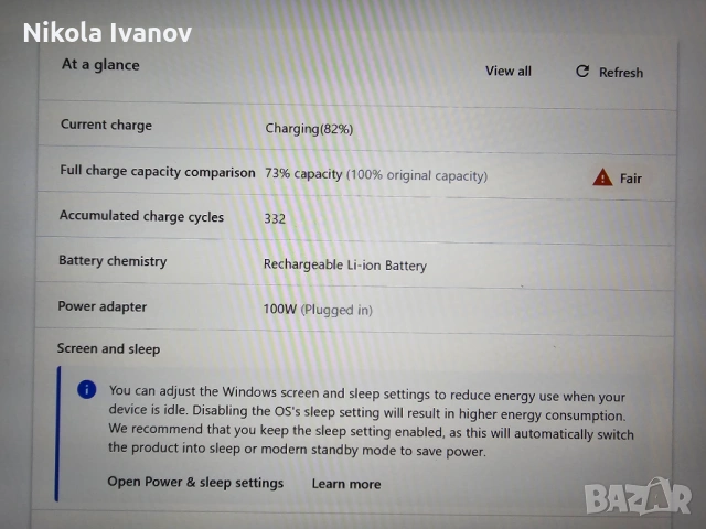Оригинална батерия за Lenovo Thinkpad X380 Yoga | SB10K97589 | 37.44 Wh от 51 Wh | 73% Живот | 15.2V, снимка 5 - Части за лаптопи - 53250445