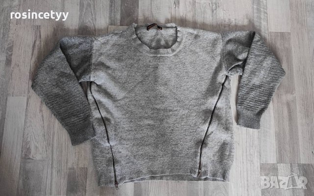 Сива блуза с ципове , снимка 5 - Блузи с дълъг ръкав и пуловери - 37416888