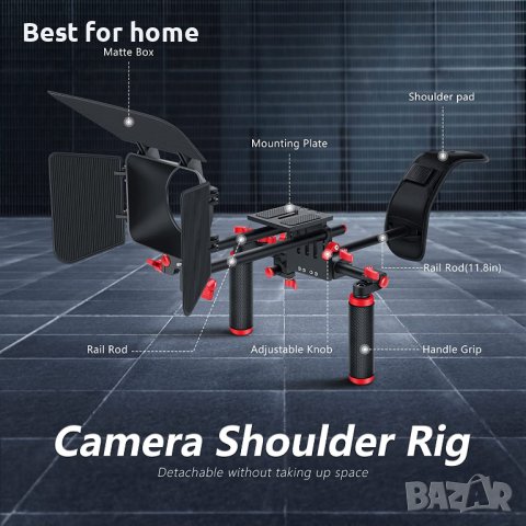 Раменен статив NEEWER Camera Shoulder Rig, снимка 2 - Чанти, стативи, аксесоари - 40700613