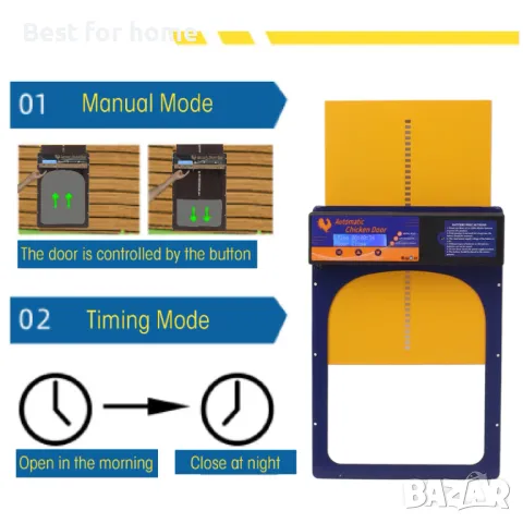 Автоматична врата за кокошки със соларен панел Mgaxyf, снимка 4 - За птици - 50137921
