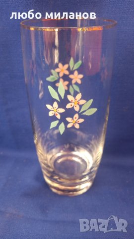 Ретро водни чаши, златни кантове, на цветя - 10 бр, снимка 6 - Чаши - 42609514
