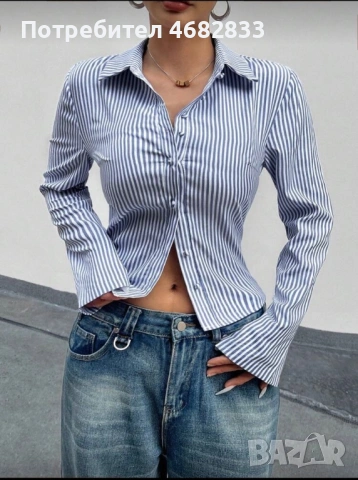 Риза с бели и сини ленти, снимка 3 - Ризи - 53028057