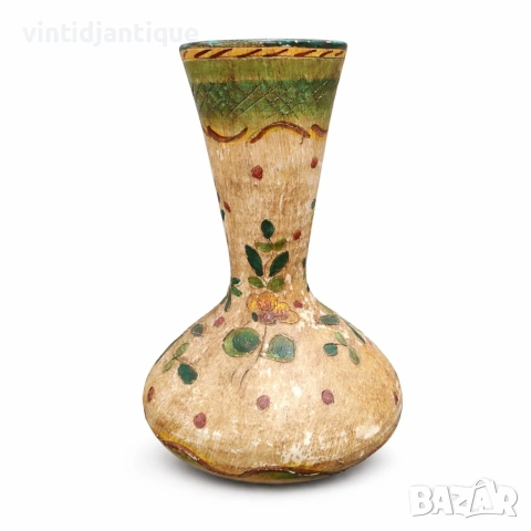 Декоративен керамичен съд с ръчно рисувани флорални мотиви, снимка 4 - Вази - 53935997