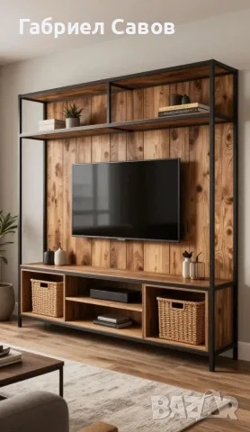 Секция TV индустриален стил, снимка 8 - Секции и витрини - 56466775