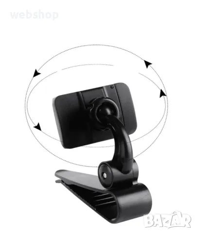Универсална стойка за телефон с щипка, Подходяща за сенник на кола, снимка 3 - Аксесоари и консумативи - 49887057