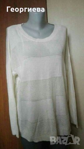 Бял пуловер, с голям размер👕🍀 XL👕🍀арт.807, снимка 1 - Блузи с дълъг ръкав и пуловери - 30274903