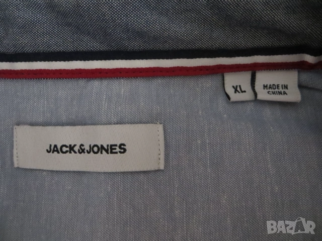 Мъжка риза с дълъг ръкав лен и памук Jack & Jones, снимка 3 - Ризи - 42483572