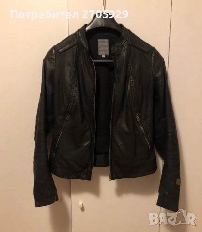 G-star Raw черно вталено яке от изцяло естествена кожа, размер XS/S, снимка 7 - Якета - 51487070