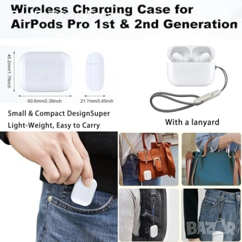 Нов Резервен кейс за AirPods Pro 1/2 USB-C Qi 660mAh кутия за зареждане на слушалки, снимка 7 - Други - 54347249