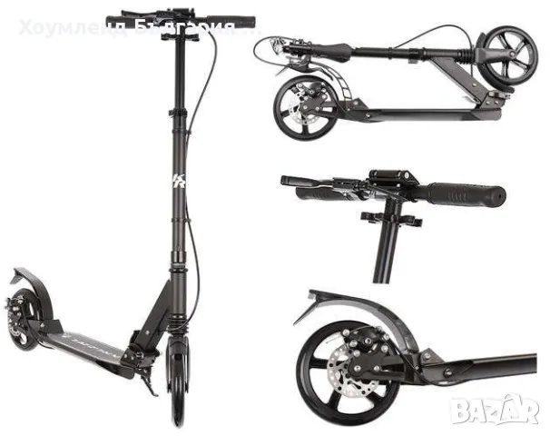 Стабилна сгъваема тротинетка до 110кг с големи колела