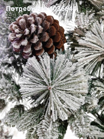 Изкуствено борче/елха със заскрежени иглички и шишарки, снимка 7 - Декорация за дома - 52407464