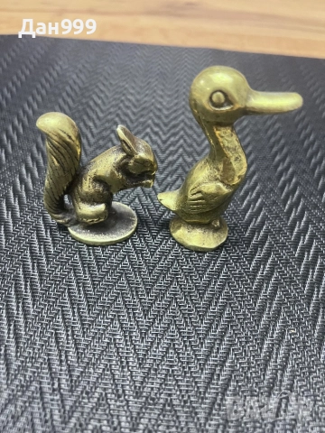 Лот от 5 месингови миниатюрни фигурки, снимка 4 - Колекции - 52975332