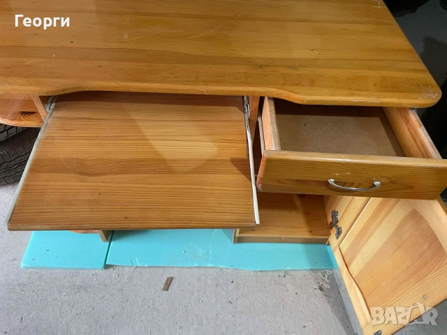 Дървено бюро масив Компютърно бюро с шкаф и чекмедже Здраво бюро, снимка 2 - Бюра - 54169762