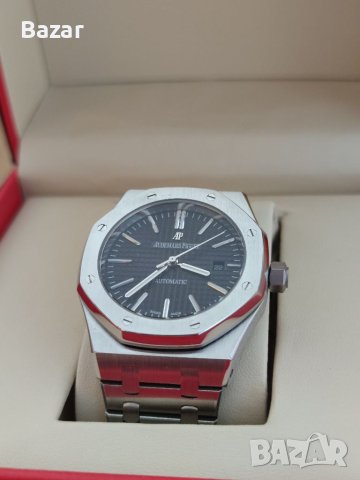 Нов Мъжки Часовник AP Audemars Piguet Сребрист с Черно Лице Механичен Автоматичен Самонавиващ, снимка 1