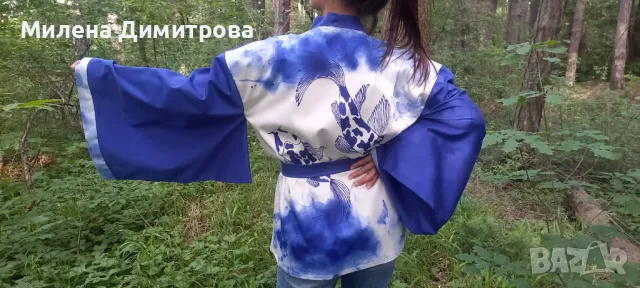 Ръчно рисувано сатенирано кимоно 