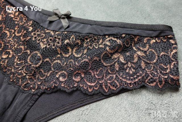 М/L черна бразилиана/полу-боксер със златиста дантела, снимка 2 - Бельо - 38516662