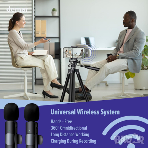 Безжичен микрофон ASILEX за iPhone, мини микрофон - 2 бр., снимка 2 - Аксесоари за Apple - 44512640