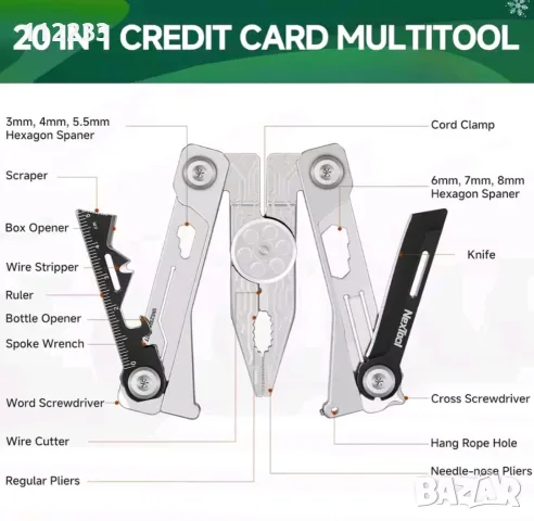 NexTool 19 in 1 Card Multitool -мултитул-карта, снимка 8 - Ножове - 51232626