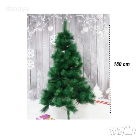5294 Голяма изкуствена коледна елха,180 см, 210 см, зелена, с дълги иглички, снимка 2 - Изкуствени цветя - 47531708