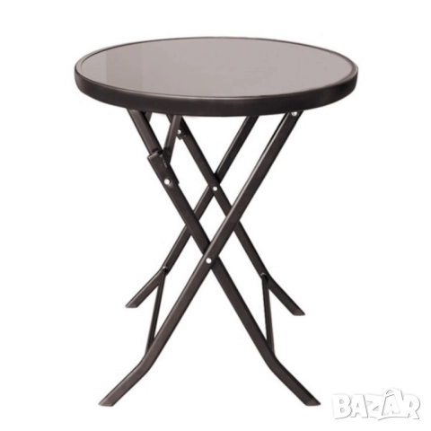 Маса Muhler D60xH74cm, сгъваема, стъклен плот, снимка 3 - Други стоки за дома - 52137363