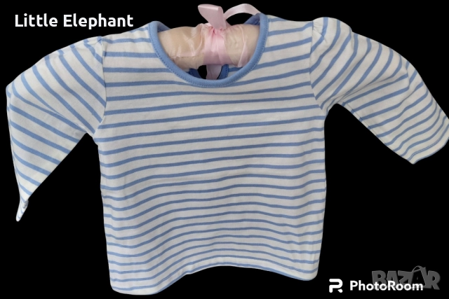 Блузка с дълъг ръкав бяло и синьо райе за 6-9 мес мом,Англия/нова