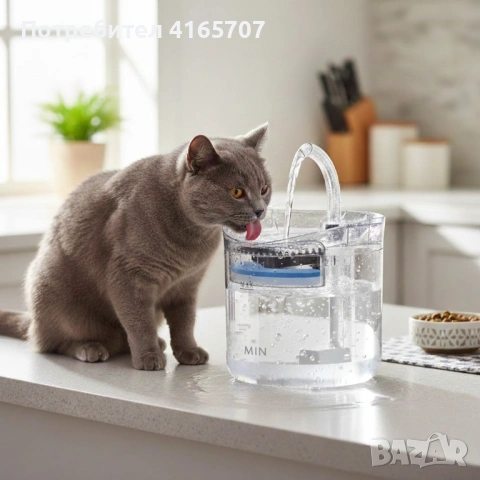 Автоматичен електрически фонтан с функция диспенсър за вода, за домашни любимци, снимка 7 - Други стоки за животни - 53371867