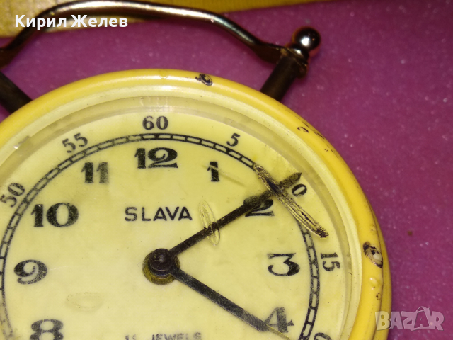 SLAVA MADE in USSR Стар КОЛЕКЦИОНЕРСКИ РУСКИ БУДИЛНИК МЕХАНИЧЕН НАСТОЛЕН ЧАСОВНИК СЛАВА СССР 30933, снимка 5 - Антикварни и старинни предмети - 44549220