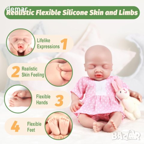 Vollence Реалистична силиконова мини кукла бебе за облекчаване на стреса за деца, снимка 2 - Кукли - 44393408