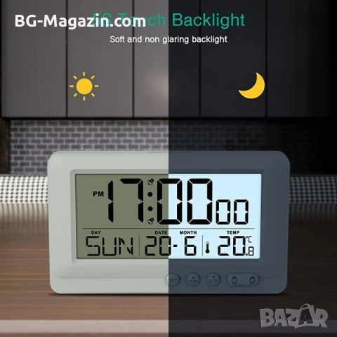 Светещ настолен електронен часовник с температура аларма календар големи цифри на батерии LED, снимка 2 - Други - 51039891