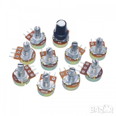 Комплект потенциометри, различни стойности, 10 бр., снимка 4 - Друга електроника - 39952723