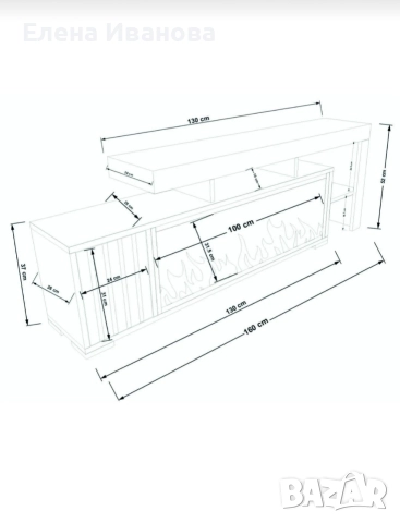 Декоративна камина заедно с шкаф , снимка 3 - Шкафове - 52727656
