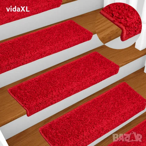 vidaXL Изтривалки за стълби 20 бр. 65x21x4 см червени с правоъгълен кант, снимка 4 - Изтривалки - 56147151