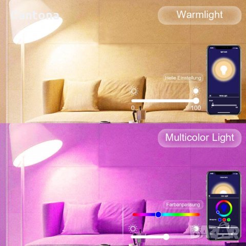 2 бр. 10 W, 850LM Smart Wi-Fi RGBCW LED Light Bulb Unisun , Alexa, Google Home, снимка 3 - Крушки - 33949866