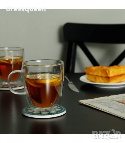 2963 Чаша от двустенно стъкло за топли, студени напитки и кафе, снимка 17 - Чаши - 34264761