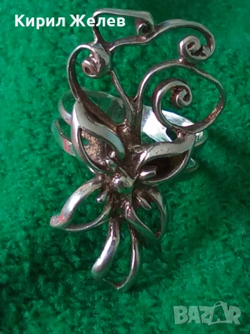 РАЗКОШЕН ФЛОРАЛЕН СРЕБЪРЕН ПРЪСТЕН СРЕБРО 925 ИЗЯЩНА ФИНА МАЙСТОРСКА АЖУРНА РЪЧНА ИЗРАБОТКА 30618, снимка 13 - Пръстени - 50340567