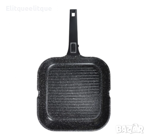 Тиган грил с капак Bohmann, 28х28х5.5см., Лят алуминий, Подвижна дръжка, Индукция
