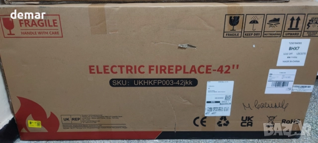 Електрическа камина 42", 7 цвята пламък и 12 цвята жарава, черна, снимка 4 - Камини - 52403267