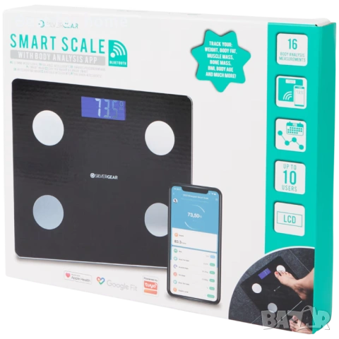 Smart кантар с LCD дисплей -за тегло, телесни мазнини, мускули и др.