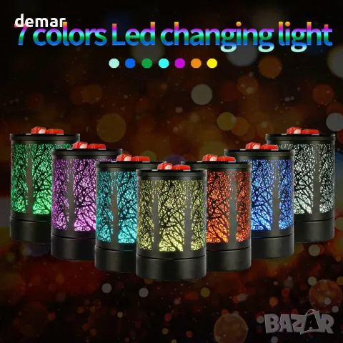 2 в1 Дифузьор/нагревател за аромати и нощна лампа със 7 цвята, бяло, снимка 2 - Декорация за дома - 43428882