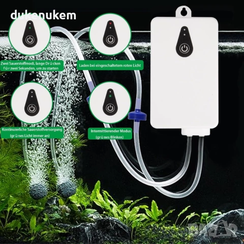 Соларна въздушна помпа 2W, с USB и соларно зареждане, 2000 mAh, снимка 2 - Друга електроника - 53071555