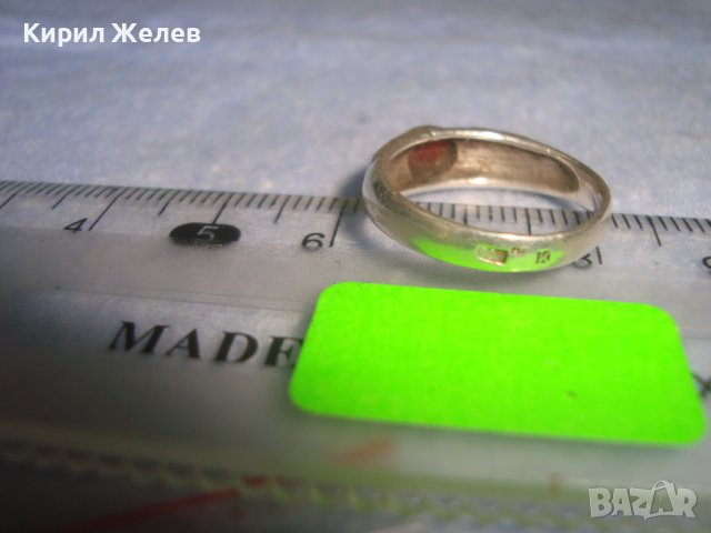 СТАРИНЕН СРЕБЪРЕН с ЧЕРВЕН КЕХЛИБАР АРТ ДЕКО ПРЪСТЕН СРЕБРО 925 с 3 МАРКИРОВКИ и МАРКАЗИТИ 27192, снимка 11 - Антикварни и старинни предмети - 36869057