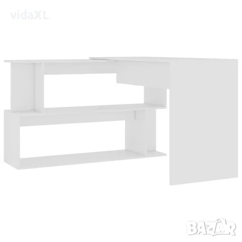 vidaXL Ъглово бюро, бяло, 200x50x76 см, инженерно дърво, снимка 4 - Бюра - 56147718
